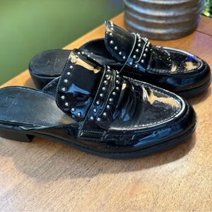Marc Fisher Black Patent Studded Loafers